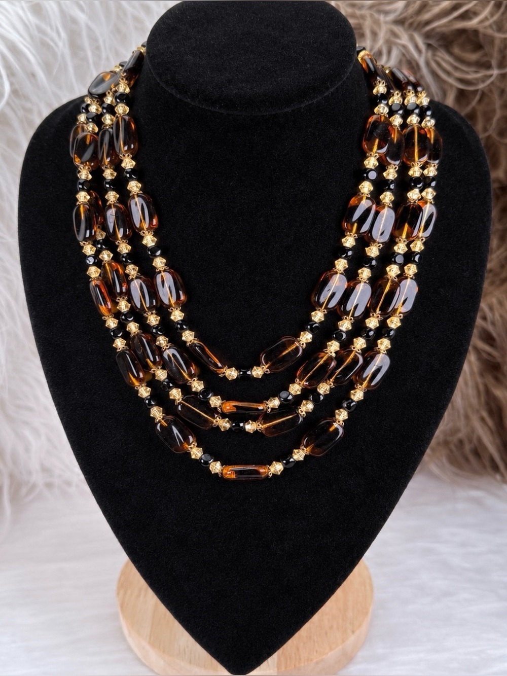 Gorgeous vintage, four strand signed W Germany necklace